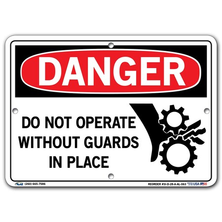 Vestil Aluminum Sign, 7-1/2" Height, 10-1/2" Width, Aluminum, Rectangle, English SI-D-28-A-AL-063